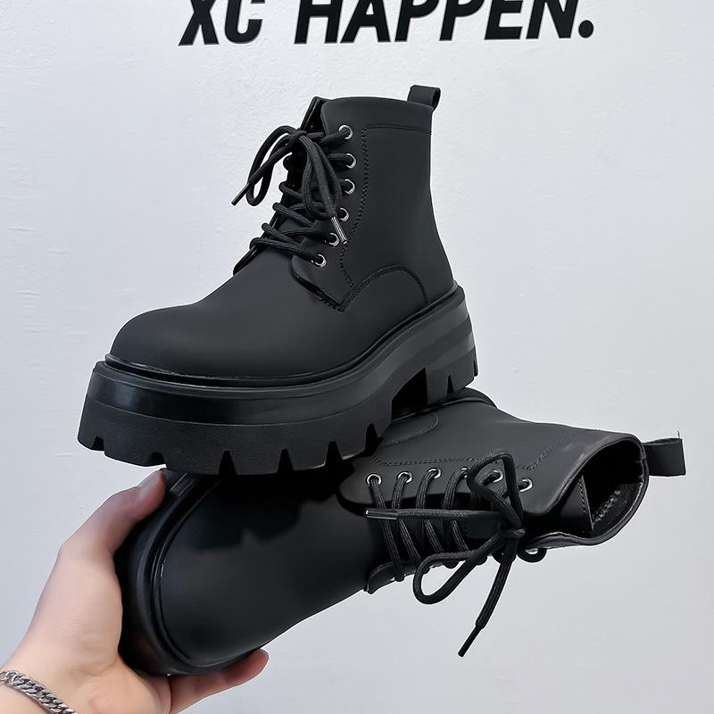 Новые мужские туфли весна и осень кожаные ботинки на толстой подошве с высоким голенищем ботинки British Martin 70077-A