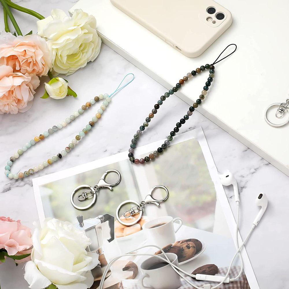 Straps Cell Phone Lanyard Stone Beaded Phone Chain Natural Stone Phone Lanyard Trendy Stone Lanyard