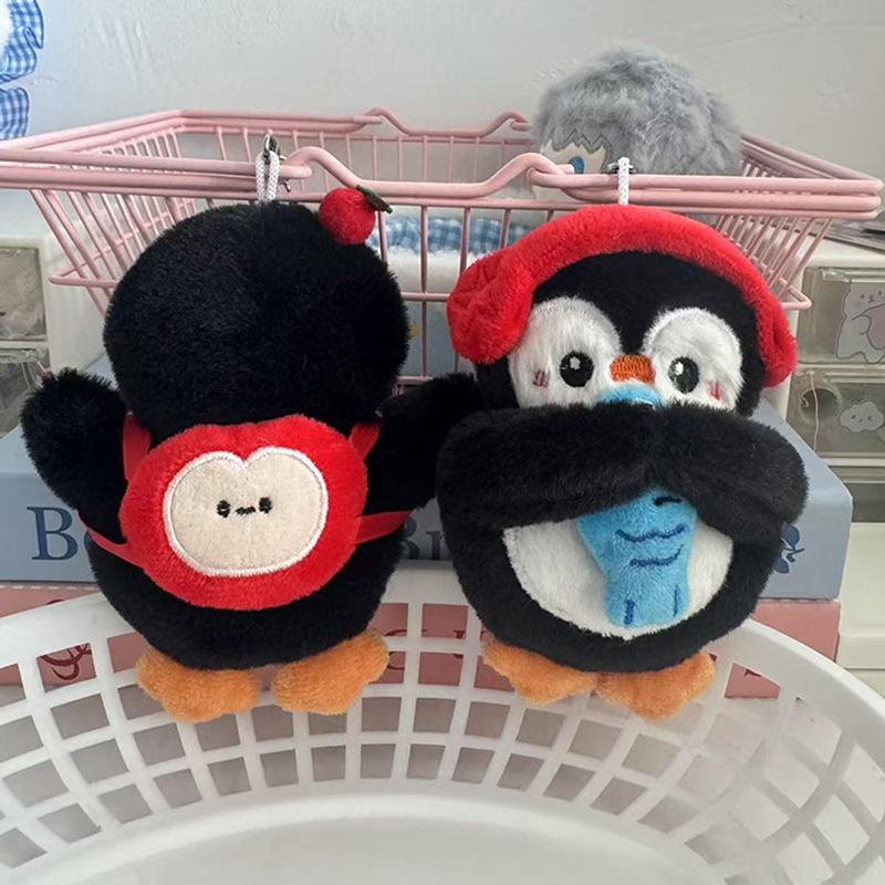 Плюшевый брелок-пингвин, мультяшный кулон-пингвин, мягкая набивная кукла, кольцо для ключей, декор для сумки, детский подарок