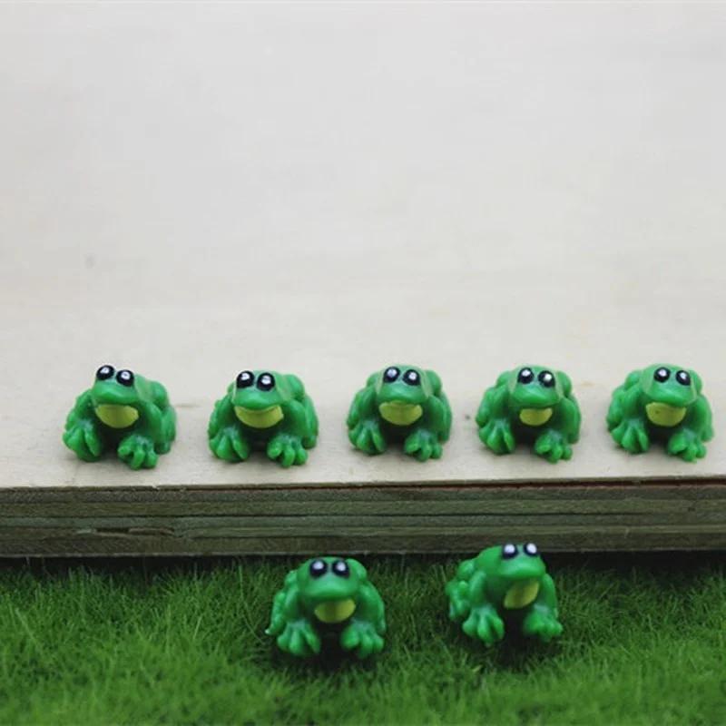 10pcs Mini Frog Figurines Miniatures Garden Decoration Home Resin Little Green Frog 1:12 Doll House Accessories