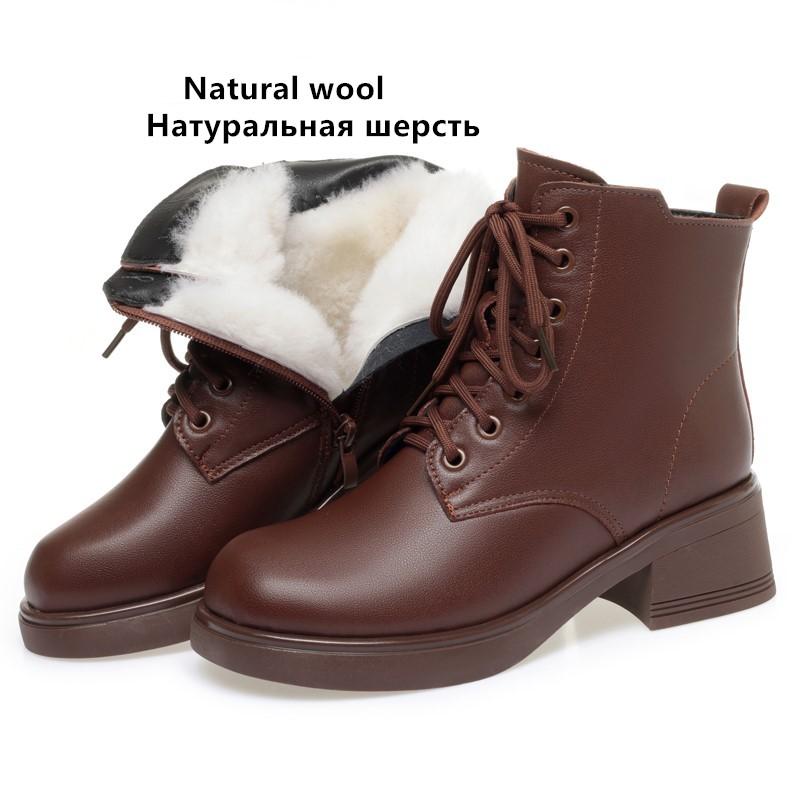 Модные женские ботильоны AIYUQI Зима 2025 Новые Натуральная кожа Большой размер Женские зимние ботинки Нескользящие Женские мотоботы