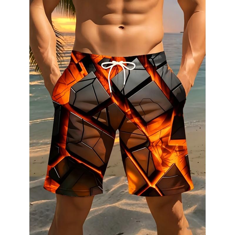 Beach Shorts - Adjustable drawstring waistband, lightweight polyester swim shorts