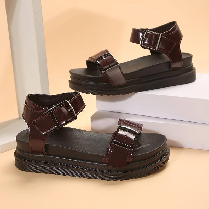 Летние римские сандалии на толстой подошве, однотонные, с мягкой подошвой