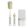 Travel Baby Bottle Brush Set with Silicone Nipple Brush, Draining Rack, Straw & Crevice Brushes