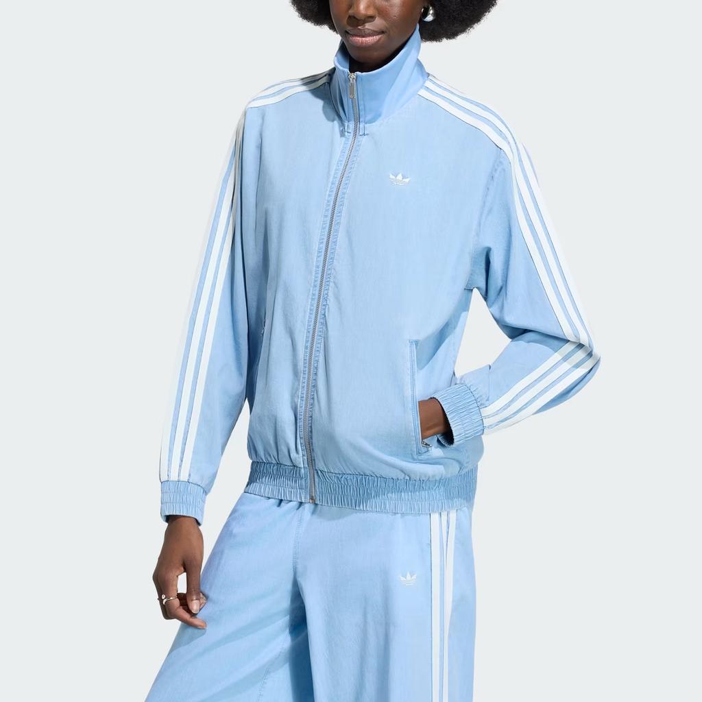 adidas Женская куртка Originals с полной молнией, вышитым логотипом и полосками, длинный рукав, артикул KW8757