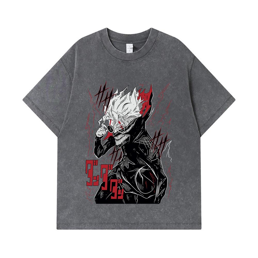 275 GSM Washed T-shirts 100% Cotton Dandadan V28 Okarun Print Unisex Heavy Cotton T Shirt