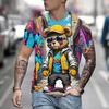 Летний топ с круглым вырезом и 3D принтом мультяшного медведя, модная повседневная мужская футболка с коротким рукавом
