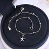 S925 Sterling Silver Japanese and Korean Style Starfish Shell Bracelet Literary Simple Style Round Bead Design Star Bracelet