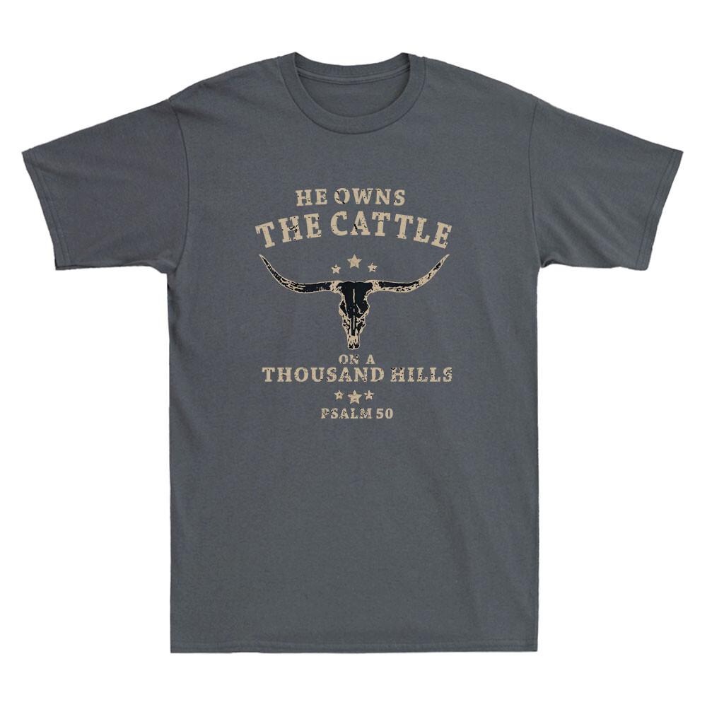 He Owns The Cattle On A Thousand Hills Psalm 50 Retro Unisexs Short Sleeve Tshirt
