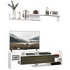 Mobile TV With Wall Shelf Open Shelves And Wooden Cabinet White And Black