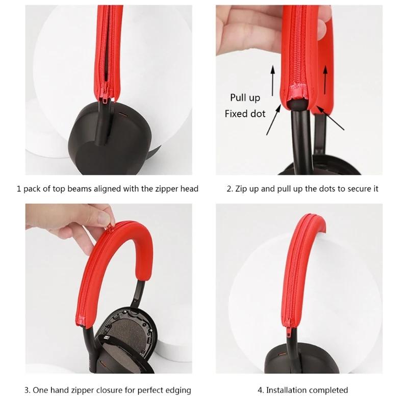 Universal Headphone Headband Head beam Silicone Cover for Sony WH-1000XM5 Headset Headband Protectors with Zipper Cover