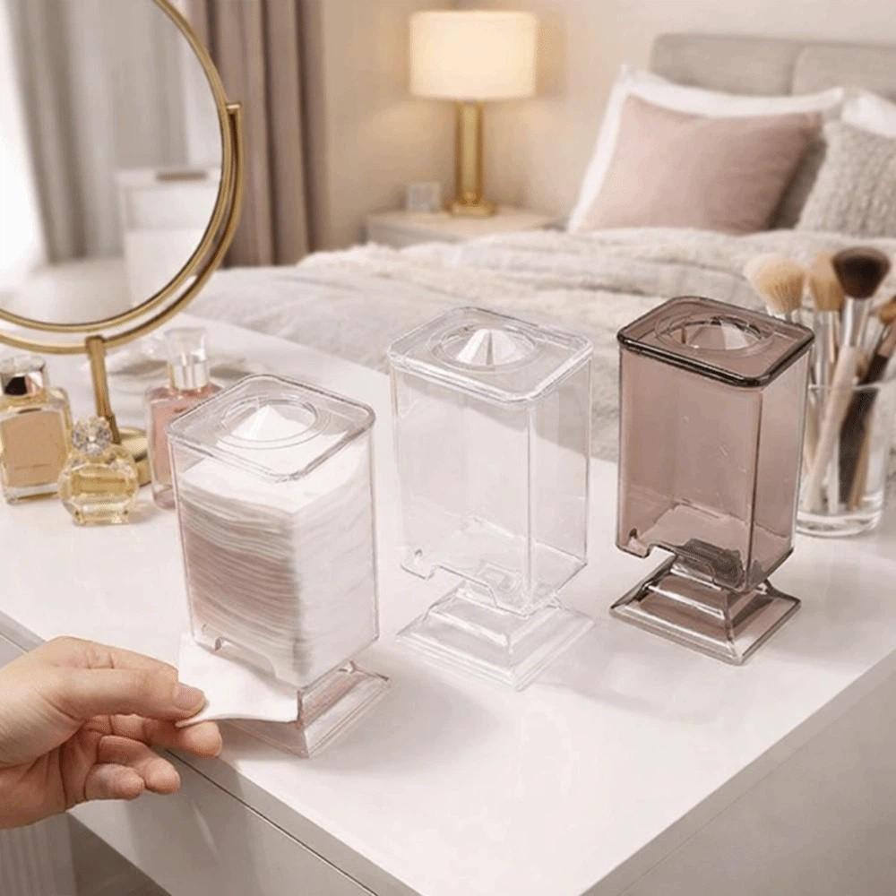 Sealed Cosmetics Cotton Pad Holder Plastic Makeup Pads Container Makeup Cotton Pad Box for Bedroom