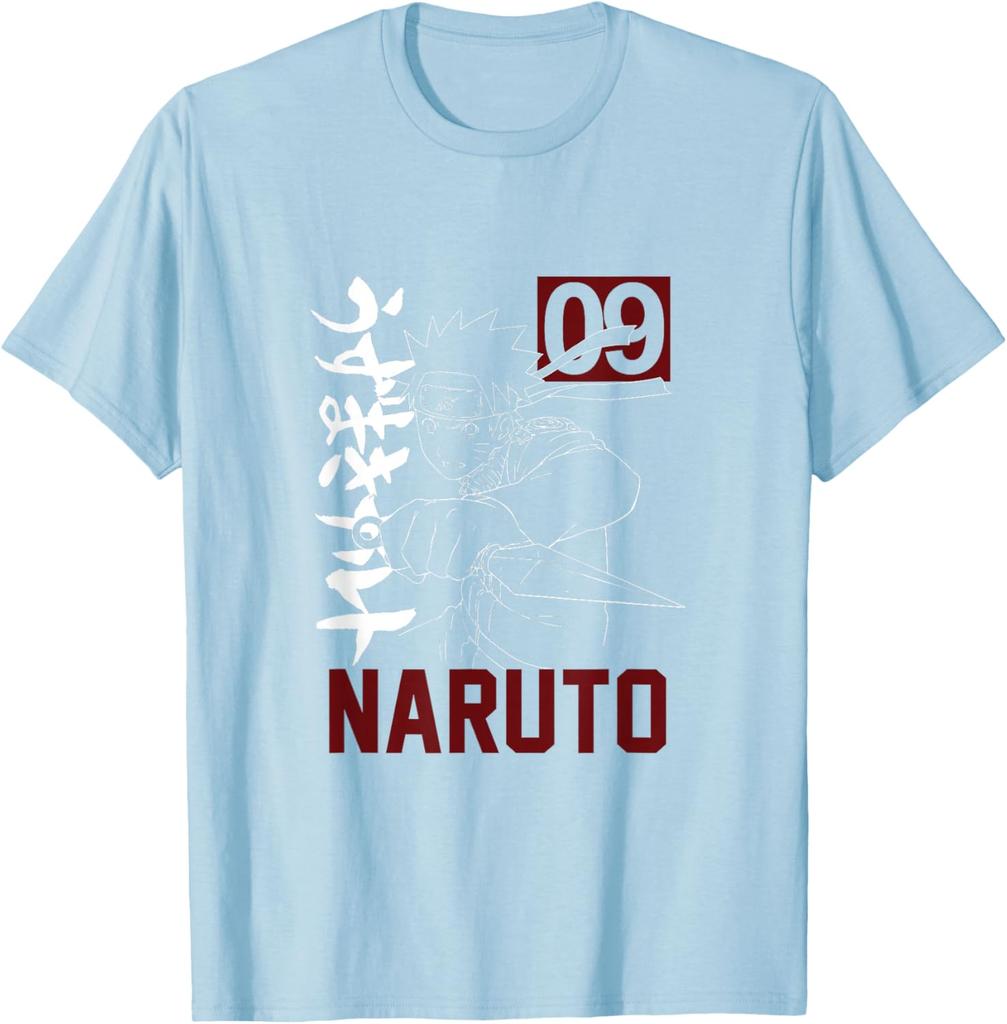 Naruto T-Shirt For Unisex - Anime Graphic With Kunai Kanji Design - Black, Short Sleeve S-6xl