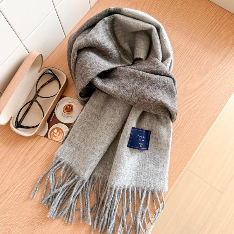 100% Wool Plaid Scarf Men Women Couple Warm Cashmere Blend Checked Winter Neckwear