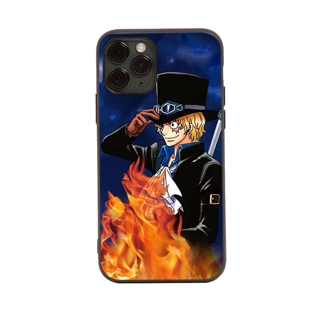 WD29 One Piece Sabo Ace Black Sofe Case for iPhone 16 15 Plus 14 13 Pro 8 SE XR XS Max P30 Nova 5T Y5P Y6 Y7 Y8P Y9 Realme C30 C33 C31 VIVO Y36 V27