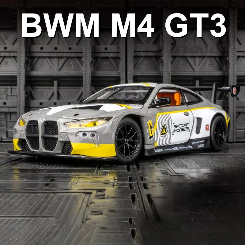1:24 BMW M4 GT3 литой спортивный автомобиль модель игрушечная машинка литой металл модель транспортного средства имитация звука и света инерционный механизм коллекция детский подарок