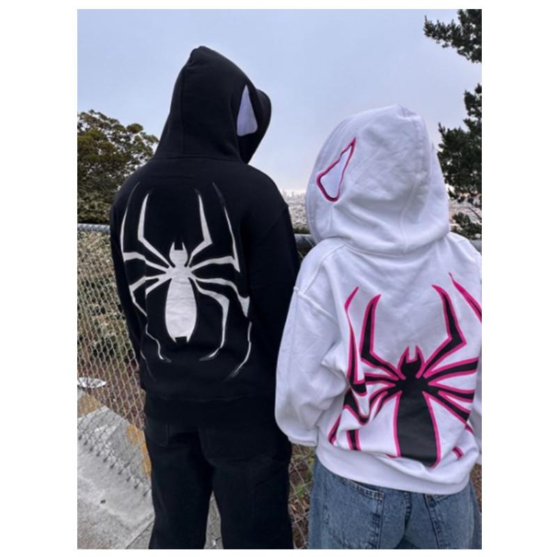 Y2k эмо женская уличная толстовка с капюшоном в стиле панк толстовки на молнии графический свитшот большого размера в готическом стиле Харадзюку Kpop альтернативная мужская одежда