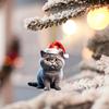 Рождественское украшение в виде кошки 2D акриловая милая кошка подвеска на елку