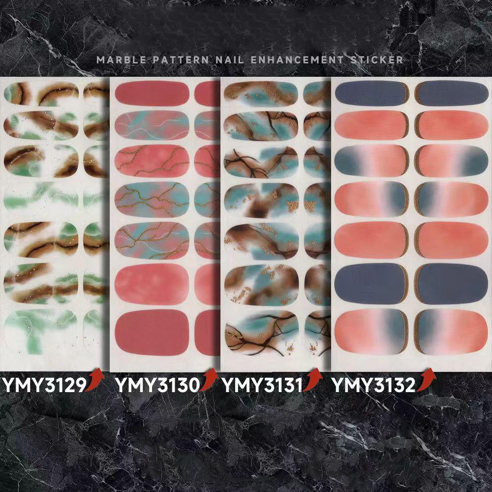 4 New Nail Accessories Marble Smudged Star Paper Mesh Red Nail with Laser Nail Stickers