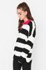 Women's Fashionable Stylish Hijab Sweater Black Striped Polo Neck Knitwear Sweater