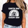 (Премиум-футболка)Новые футболки с принтом «Защити океан День Земли Каждый день» для женщин, летняя футболка, повседневные топы