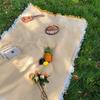 Picnic Mat Linen Waffle Weave Fringed Camping Blanket Outdoor Tablecloth Multi Purpose Outdoor Mat For Picnic Camping Car Trunk