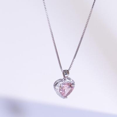 Валентина Розовый Nano Morganite Женские модные украшения 925 стерлингового серебра Сердце 45 см Ожерелья