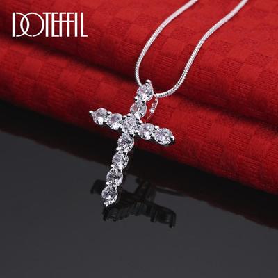 Ожерелье с крестом из стерлингового серебра 925 пробы с бриллиантами, модные свадебные украшения