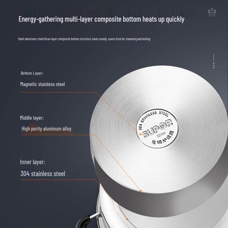 Supor 30cm 2-Layer 304 Stainless Steel Steamer