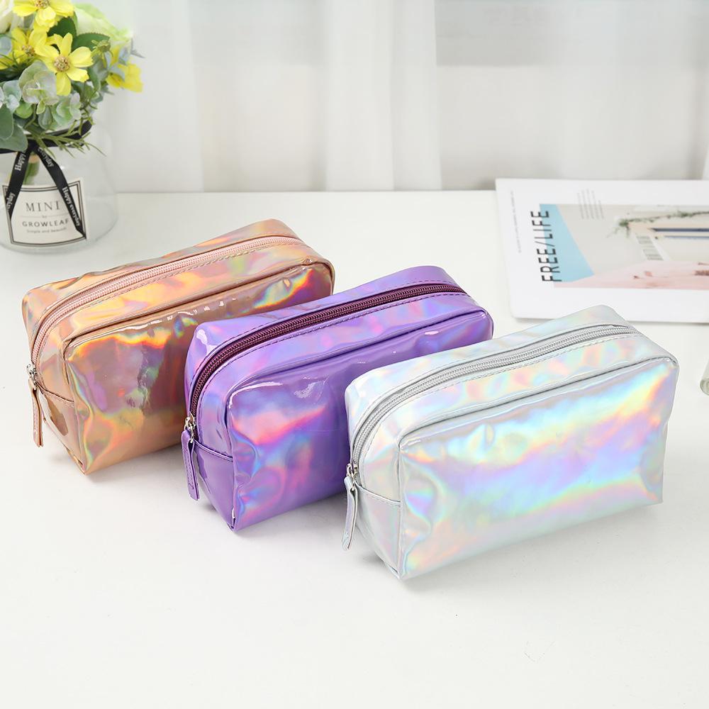 Makeup Fashionable Pu Bag Portable Colorful Square Large Capacity Bag Storage