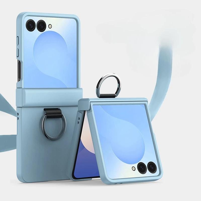 Samsung Galaxy Z Flip 7 6 5 4 3 ZFlip7 FE Всесторонняя защитная противоударная накладка на шарнир с кольцом Чехол для складного телефона