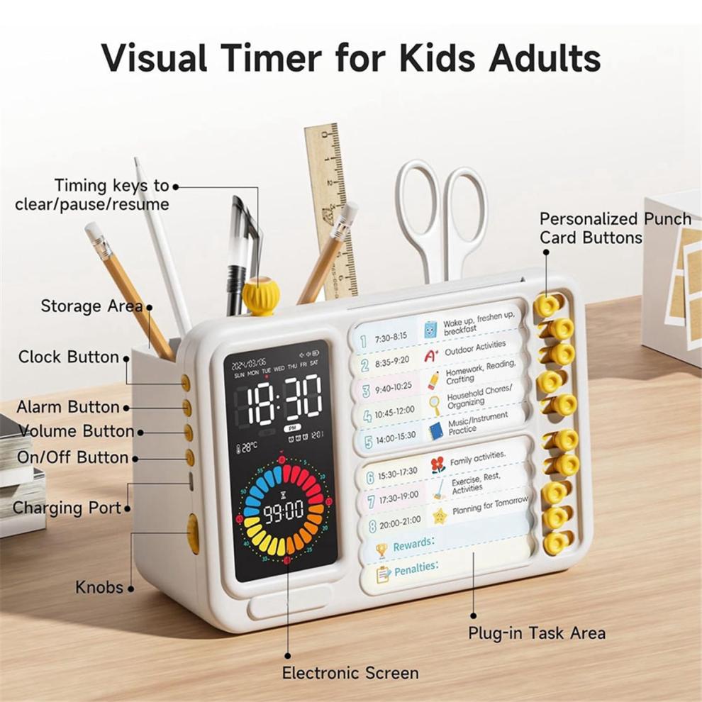 Visual Timer for Kids Adults, ADHD with Planning Board Schedules, Task Toddler Silent