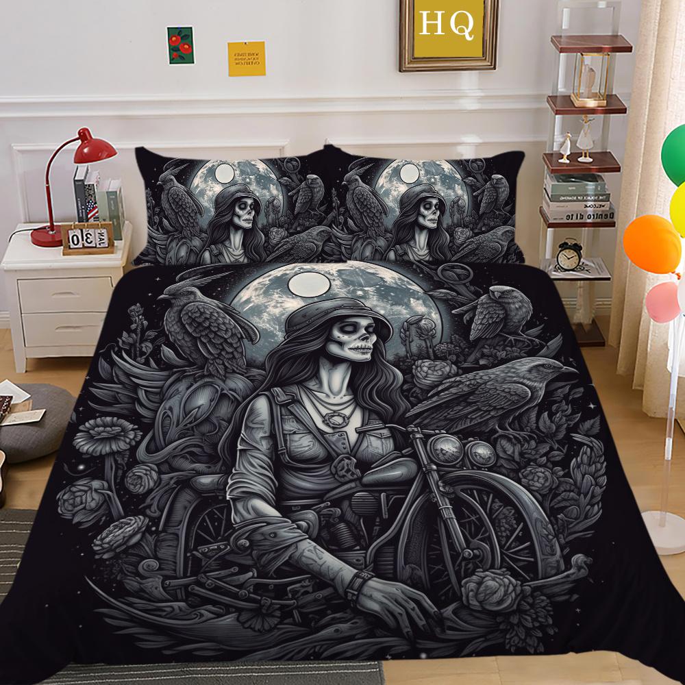 Комплект пододеяльника Beauty с принтом черепа, полный размер, микрофибра, покрывала, наволочка высокого качества, роскошные комплекты постельного белья