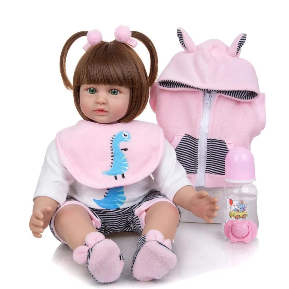19-дюймовые реалистичные куклы-новорожденные, хлопковое тело, силиконовые конечности, кукла принцессы для девочек, детская игрушка для малышей