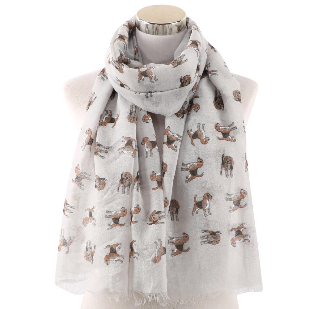 Soft Dog Print Scarf Polyester Puppy Shawl Wrap Creative Gift Animal Scarf