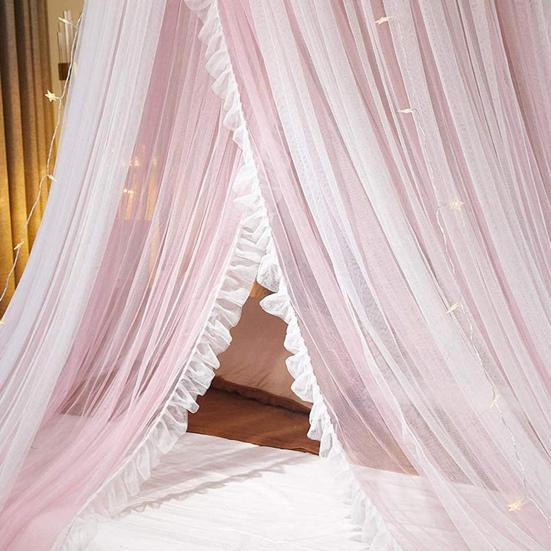 1 комплект, занавеска для кровати принцессы, двухслойная, круглый купол, подвесной потолок, мягкая прозрачная сетка, кружевная сетка для спальни для девочек, сетка для дома, товары для дома