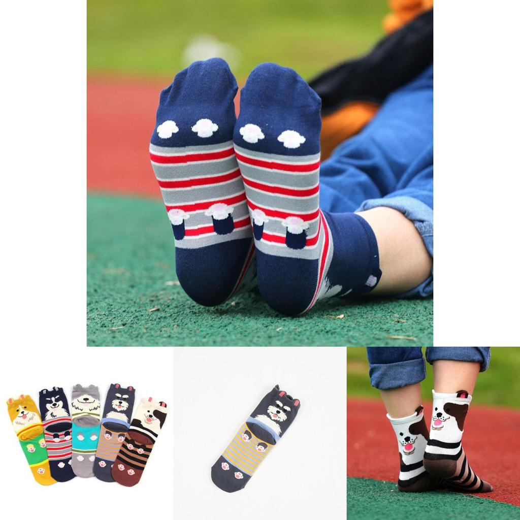 Premium Quality Womens Cotton Socks Featuring Cute Cartoon Dog Motif