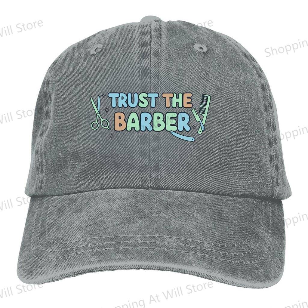 Trust The Barber Baseball Cap Men Women Sun visor  Retro Distressed Denim Sun Caps