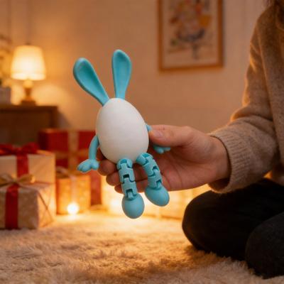 Фигурка пасхального яйца с подвижными ногами, напечатанная на 3D-принтере, с подвижными суставами, яйцо с кроличьими ушами, игрушка-непоседа, украшение для праздника, орнамент