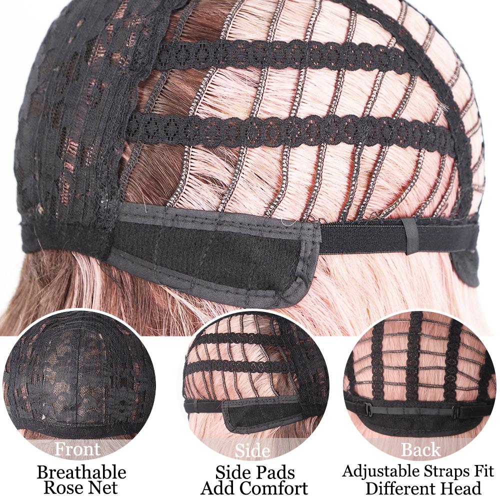 MISS WIG Длинный розовый волнистый парик омбре с челкой, черный, коричневый, косплей, натуральный синтетический парик из термостойкого волокна для женщин