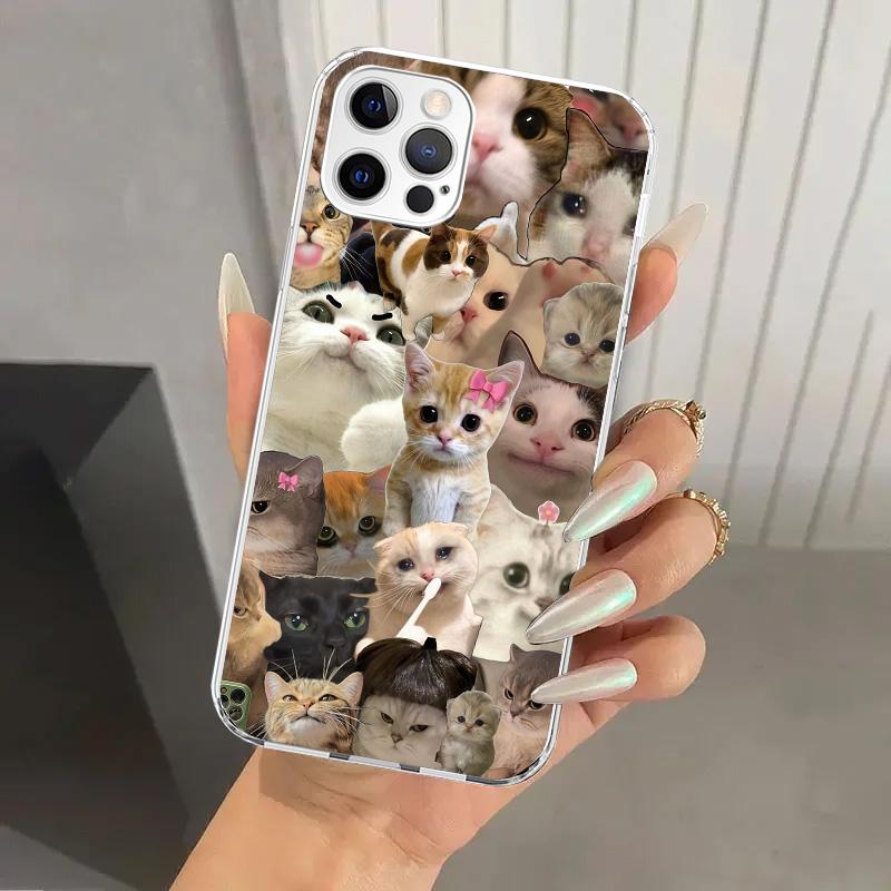 Чехол для телефона с мемами "Плачущий кот" для Iphone 17 Air 16 15 Plus 14 13 Mini 12 11 Pro Max 16E 7 8 SE 2020 Мягкая оболочка Funda с принтом 17 Air
