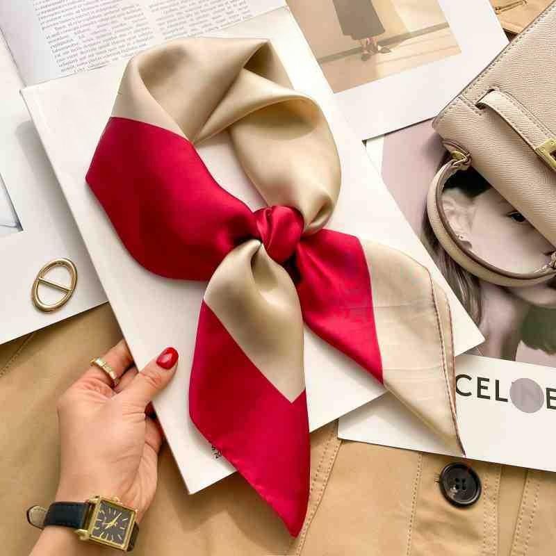 70cm Colorful Print Silk Scarf Women Fashion Kerchief Soft Satin Hairband Hands Bag Ribbon Foulard Hijab Neckerchief Headband