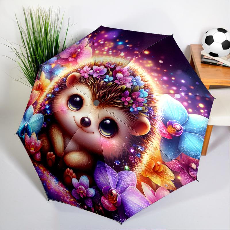 Sleepy Hedgehog Dreams Umbrella Folding umbrella, automatic umbrella 8-Frame for Travel, camping Use Gift for Halloween Christmas