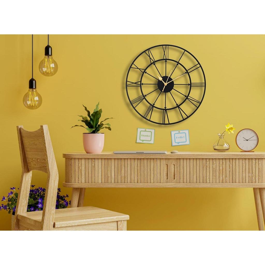 Настенные часы для дома, офиса, гостиной, спальни, детской комнаты и кухни (37 x 37 см) | Стильный Современный Домашний Декор | Черный Цвет (Включенная батарея)
