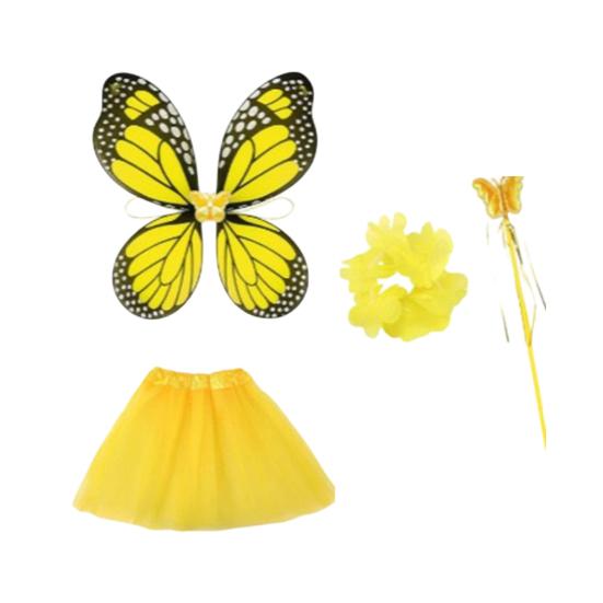 1 Set Butterfly Wing Porch Goose Costume Set Adjustable Size Fairy Wings Tutu Skirt Wand Flower Crowns Set Pet Outfit Garden