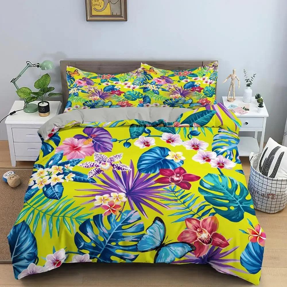 Пододеяльник с бабочками King Queen Size Комплект постельного белья с животными и цветами для подростков и взрослых Красивый цветочный полиэстеровый пододеяльник
