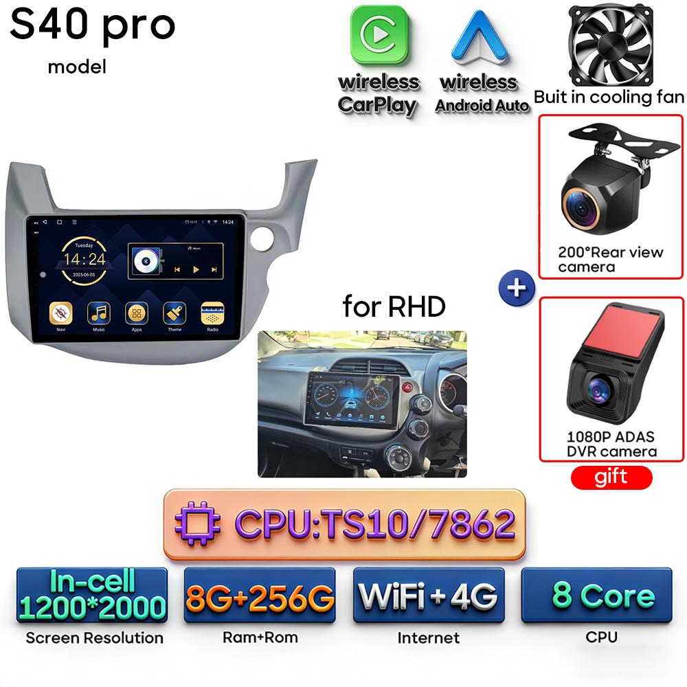 Android 16 pour Honda Jazz 2 GG 2008 - 2014 Fit 2 GE GP GE 2007 - 2014 Autoradio Lecteur multimédia vidéo GPS Navigation CarPlay
