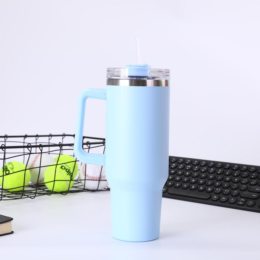 Автомобильная кружка из нержавеющей стали объемом 40 унций с ручкой и трубочкой, изолированная для холодных напитков