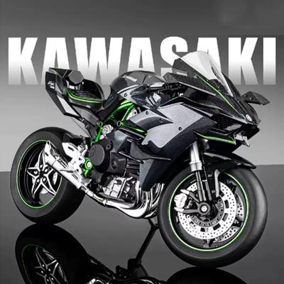 1:12 Модель мотоцикла Kawasaki 400 H2r S1000rr Игрушки Сплав Литой Автомобиль Рулевое управление передним колесом Со светом Игрушка-мотоцикл для подарка ребенку