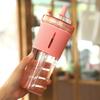 Clear Drink Bottle with Straw Plastic Water Bottle Reusable Straw Cup Gift